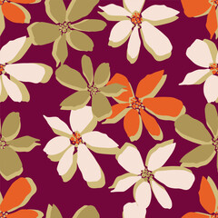 Vintage seamless floral pattern. Ditsy style background of small flowers. Ditsy floral over light yellow background. Small flower pattern for fashion, wrapping, printing on fabrics and surface