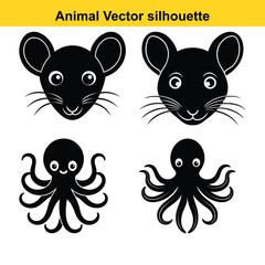   animal silhouette vector illustration icon set bundle.