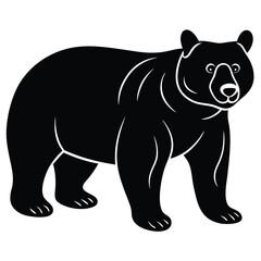 Bear Silhouette Vector Illustration. Bear walking mascot