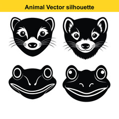   animal silhouette vector illustration icon set bundle.