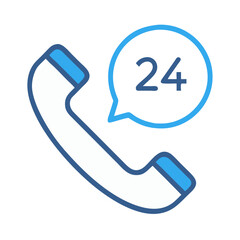 Phone Handset with 24-Hour Service Icon Design