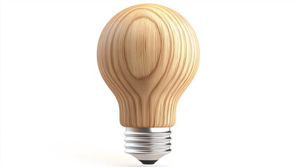 wooden light bulb isolated on white