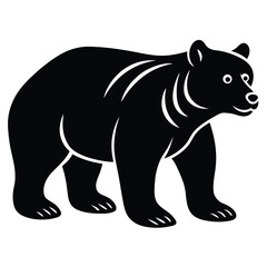 Bear Silhouette Vector Illustration. Bear walking mascot
