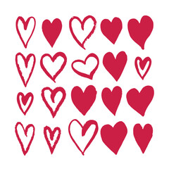 Red Hand-Drawn Heart Shapes Collection