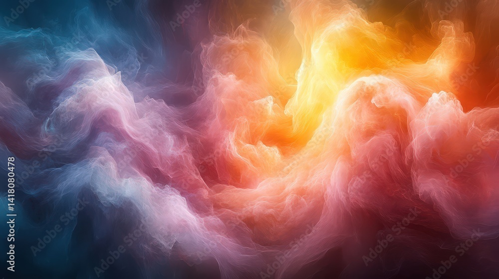 Poster abstract nebula clouds with colorful gradients for cosmic backgrounds