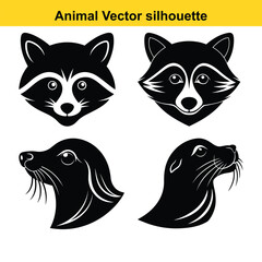   animal silhouette vector illustration icon set bundle.