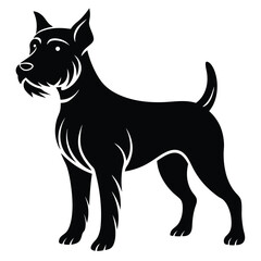 Vector black silhouette of a dog isolated on a white background