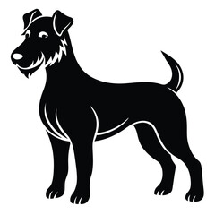 Vector black silhouette of a dog isolated on a white background
