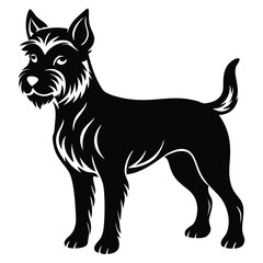 Vector black silhouette of a dog isolated on a white background