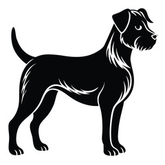 Vector black silhouette of a dog isolated on a white background