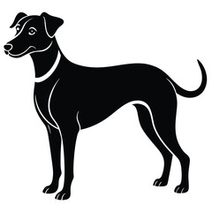 Vector black silhouette of a dog isolated on a white background
