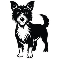 Vector black silhouette of a dog isolated on a white background