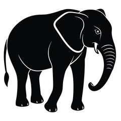 Silhouette of a desert elephant - digitally hand drawn vector illustration
