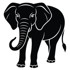 Silhouette of a desert elephant - digitally hand drawn vector illustration
