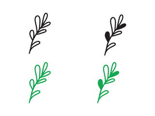 Set of three stylized floral branch illustrations