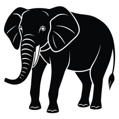 Silhouette of a desert elephant - digitally hand drawn vector illustration
