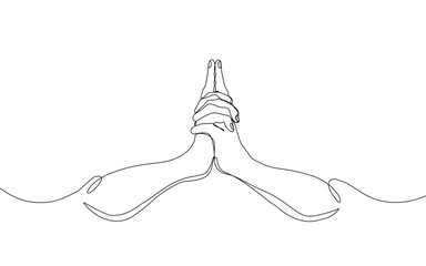 Minimal continuous one line drawing of symbolic hand gesture, hinting at finger gun or fictional sign. Great for abstract, conceptual use. Vector illustration, Editable stroke