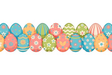 Easter Egg Border - Colorful Spring Pattern, Easter Eggs Border Design