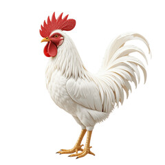 Fototapeta premium White Rooster isolated transparent background, png
