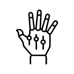 Obraz premium Robotic Hand with Circuit Interface Icon Design