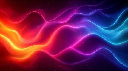 Obraz premium Vibrant, flowing neon lines create a dynamic abstract design.