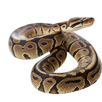 ball python in Transparent Background Closeup of a Boa Constrictor Showing Detailed Scales and Pattern