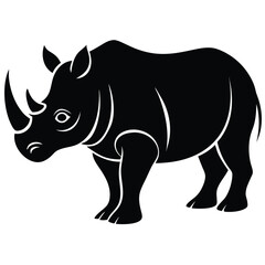 rhinoceros silhouette line art vector illustration with a white background