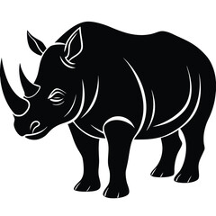 rhinoceros silhouette line art vector illustration with a white background