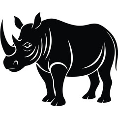 rhinoceros silhouette line art vector illustration with a white background