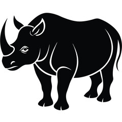 rhinoceros silhouette line art vector illustration with a white background