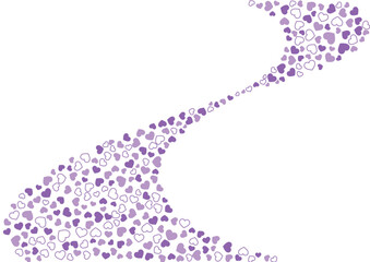 ハート柄の背景 紫系の3色 フチと単色 ハート