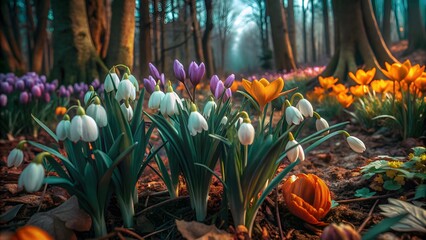 Spring Flowers in Forest