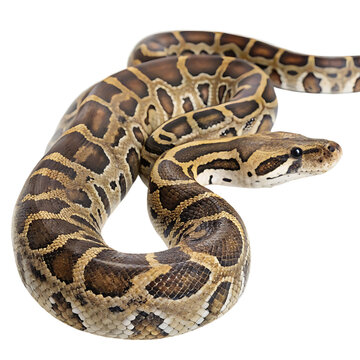 burmese python in Transparent Background Closeup of a Boa Constrictor Showing Detailed Scales and Pattern