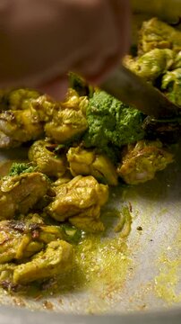 Donne Biryani Chicken Preparation in a Restaurant Kitchen