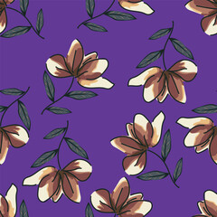 Vintage seamless floral pattern. Ditsy style background of small flowers. Ditsy floral over light yellow background. Small flower pattern for fashion, wrapping, printing on fabrics and surface