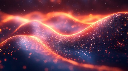 Intricate, glowing, fiery, undulating particle formations.