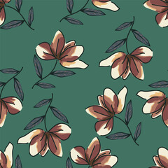 Vintage seamless floral pattern. Ditsy style background of small flowers. Ditsy floral over light yellow background. Small flower pattern for fashion, wrapping, printing on fabrics and surface