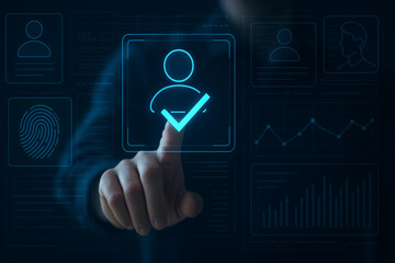Futuristic Digital Identity Interface with Verified Profile and Biometric Data