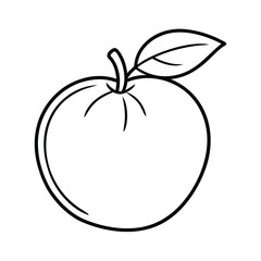 Simple apple illustration with leaf outline style ideal for coloring books or educational materials