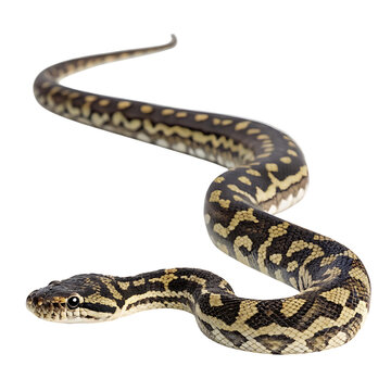 carpet python in Transparent Background Closeup of a Boa Constrictor Showing Detailed Scales and Pattern