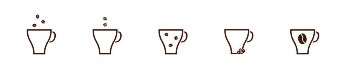 Coffee icon set on white background. Drink icon in vector design style. Kernel coffee. Cup coffee sign