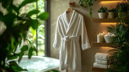 Relaxing spa robe in a tranquil bathroom