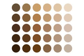 Beige tone palette. Circle shade gradient. Soft brown variation. Vector pigment group.