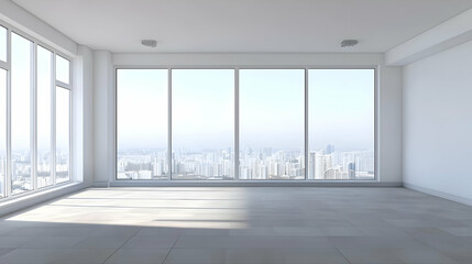 Obraz premium Empty Modern High-Rise Office Space With City View