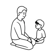Father and son spending quality time together vector illustration minimalist design