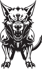 Werewolf in armour. Hand drawn vector illustration