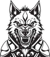 Werewolf in armour. Hand drawn vector illustration