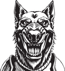 Werewolf in armour. Hand drawn vector illustration