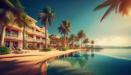 palm trees at night in big site