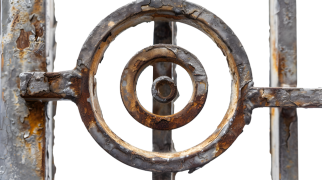 Rustic Industrial Architecture: Vintage metal spiral on a window background